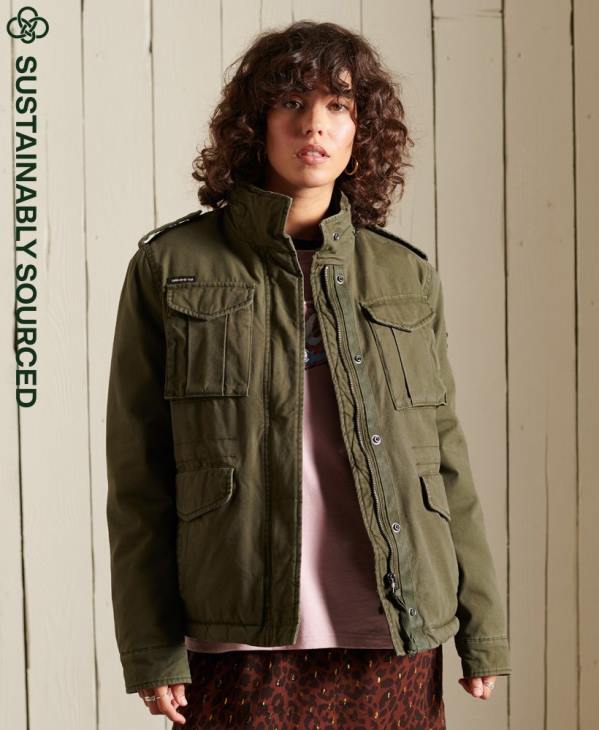Superdry femmes veste militaire premium m65 D64Z5595 vêtements vert