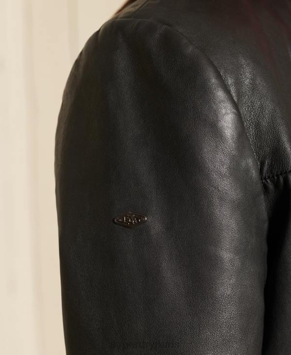 Superdry femmes veste motard oversize en cuir D64Z5605 vêtements noir