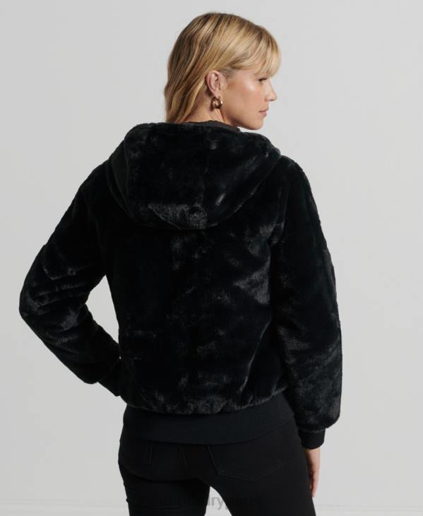 Superdry femmes veste premium en fausse fourrure storm D64Z6182 vêtements noir