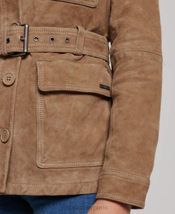 Superdry femmes veste saharienne en daim studios D64Z3522 vêtements beige