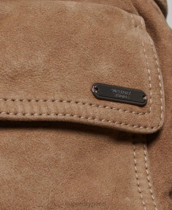 Superdry femmes veste saharienne en daim studios D64Z3522 vêtements beige