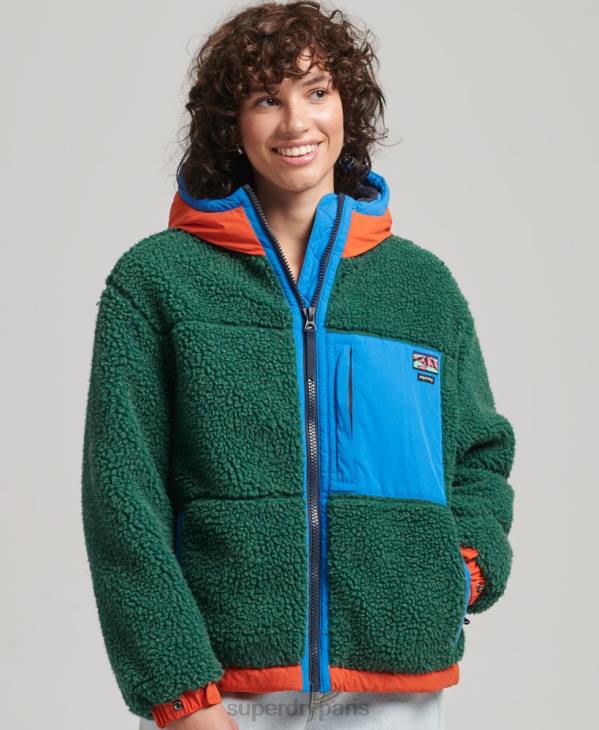 Superdry femmes veste sherpa à capuche D64Z5658 vêtements vert