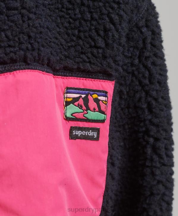 Superdry femmes veste sherpa à capuche D64Z5722 vêtements marine