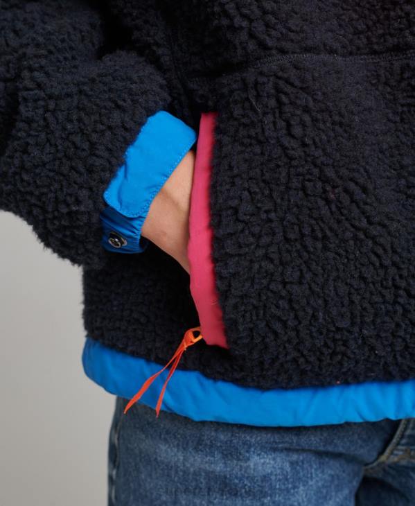 Superdry femmes veste sherpa à capuche D64Z5722 vêtements marine