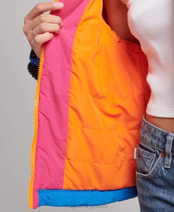 Superdry femmes veste sherpa à capuche D64Z5722 vêtements marine