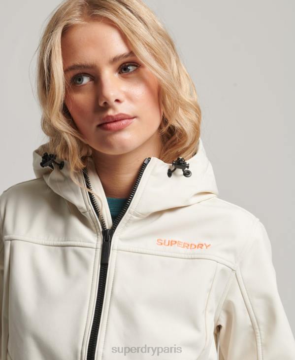 Superdry femmes veste softshell à capuche code trekker D64Z3515 vêtements crème