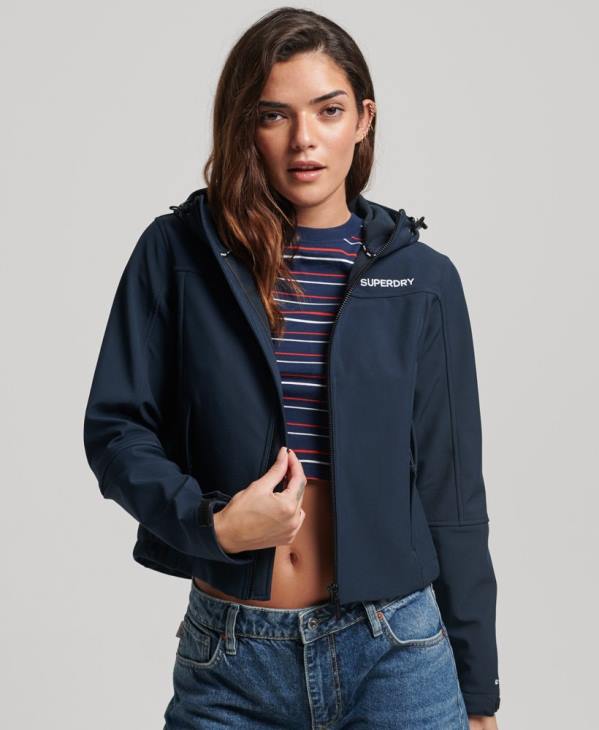 Superdry femmes veste softshell à capuche code trekker D64Z3524 vêtements marine