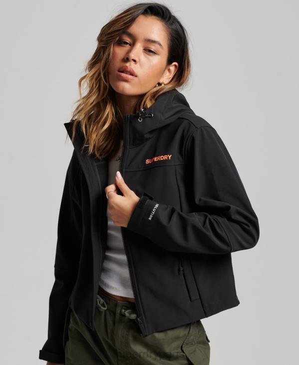 Superdry femmes veste softshell à capuche code trekker D64Z3529 vêtements noir