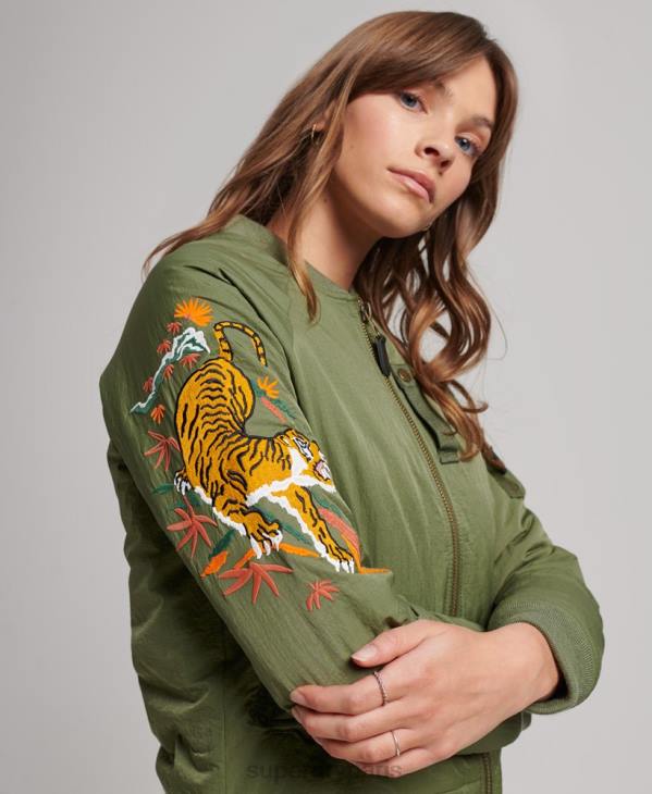 Superdry femmes veste suikajan militaire vintage D64Z3523 vêtements kaki
