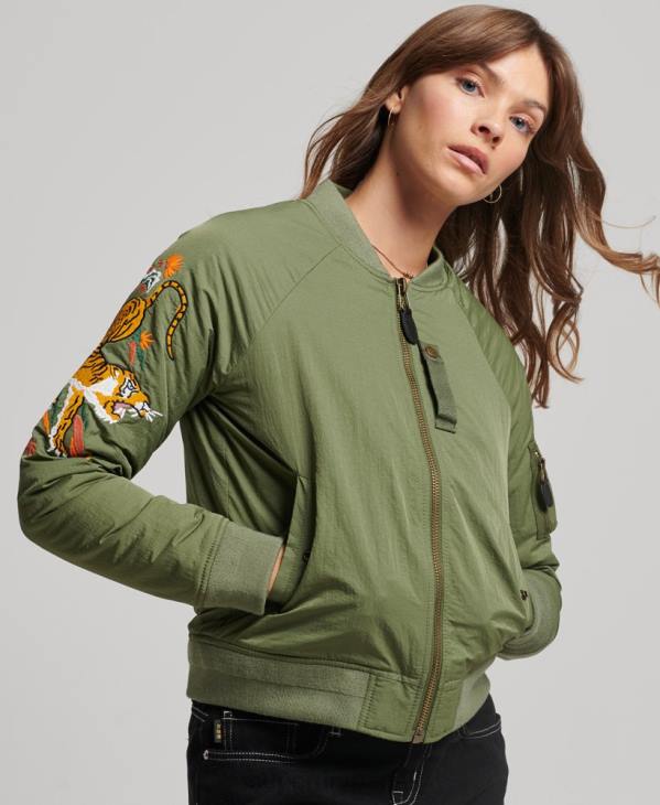 Superdry femmes veste suikajan militaire vintage D64Z3523 vêtements kaki