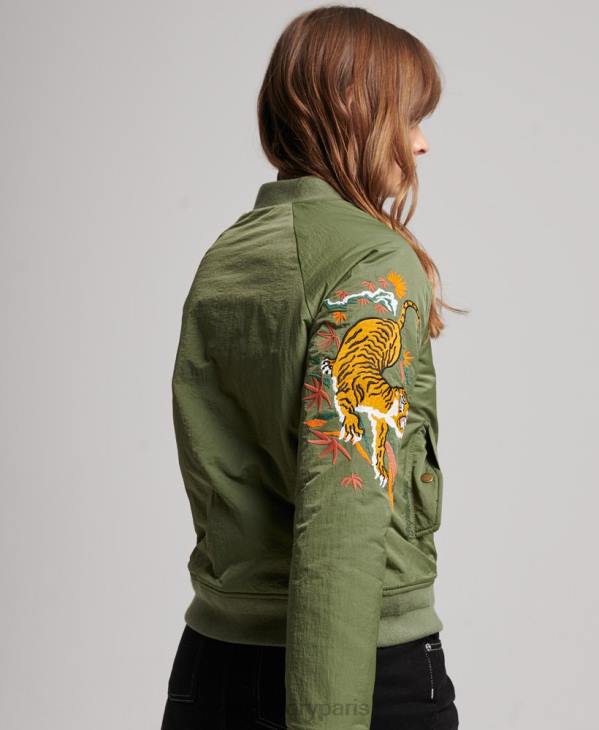 Superdry femmes veste suikajan militaire vintage D64Z3523 vêtements kaki