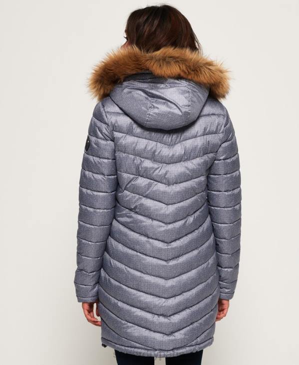Superdry femmes veste super fuji en fausse fourrure à chevrons D64Z3829 vêtements gris clair