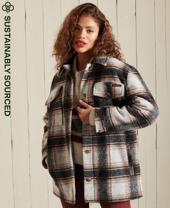 Superdry femmes veste surchemise D64Z5485 vêtements gris