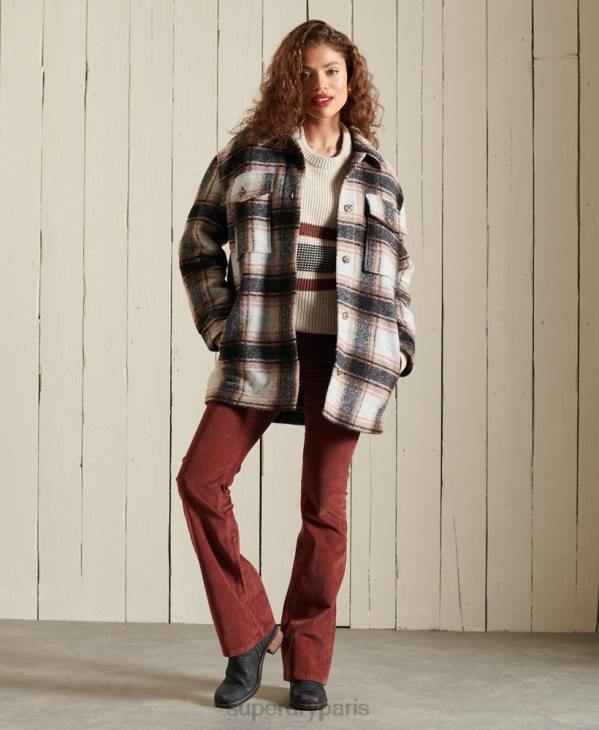 Superdry femmes veste surchemise D64Z5485 vêtements gris