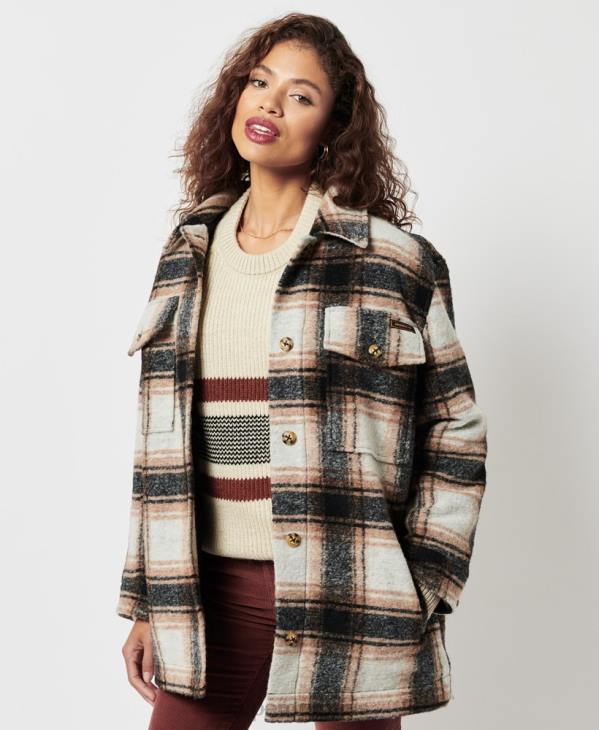 Superdry femmes veste surchemise D64Z5485 vêtements gris