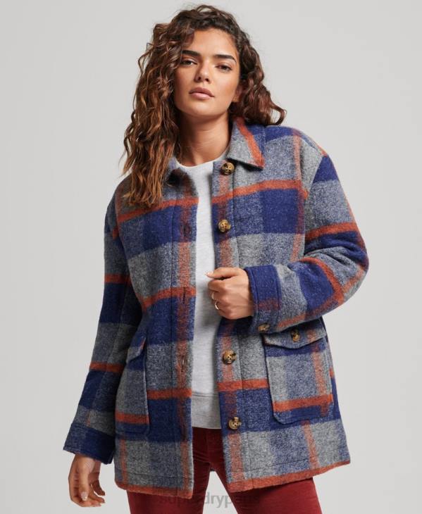 Superdry femmes veste surchemise vintage D64Z5442 vêtements bleu