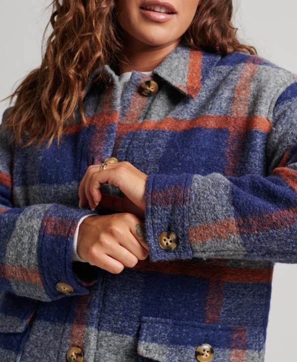 Superdry femmes veste surchemise vintage D64Z5442 vêtements bleu