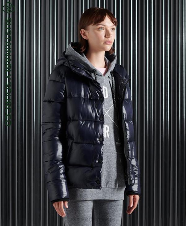 Superdry femmes veste toya haute brillance D64Z3853 vêtements marine