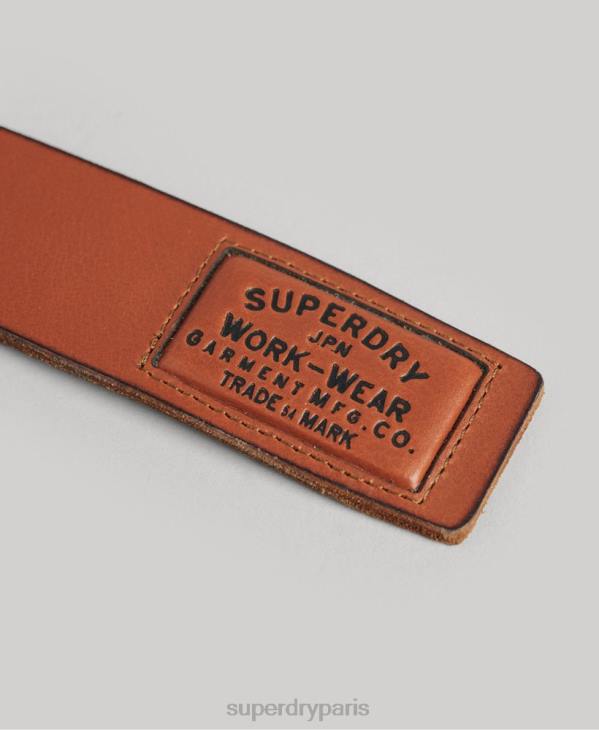 Superdry Hommes coffret cadeau ceinture en cuir D64Z1775 accessoires bronzer
