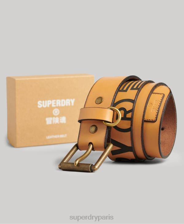 Superdry Hommes coffret cadeau ceinture en cuir gaufré D64Z1650 accessoires bronzer