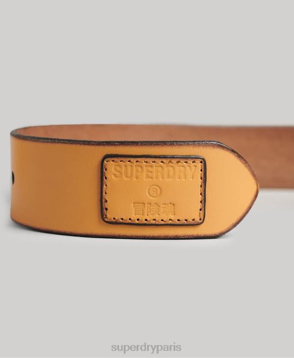 Superdry Hommes coffret cadeau ceinture en cuir gaufré D64Z1650 accessoires bronzer