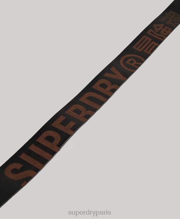 Superdry Hommes coffret cadeau ceinture en cuir gaufré D64Z6453 accessoires noir
