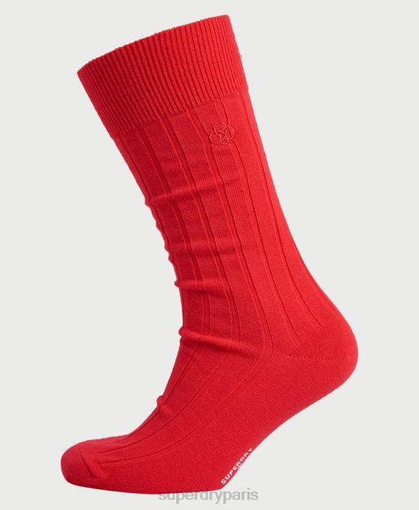 Superdry Hommes chaussettes côtelées décontractées en coton bio D64Z1868 accessoires rouge