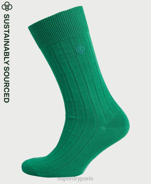 Superdry Hommes chaussettes côtelées décontractées en coton bio D64Z1869 accessoires vert