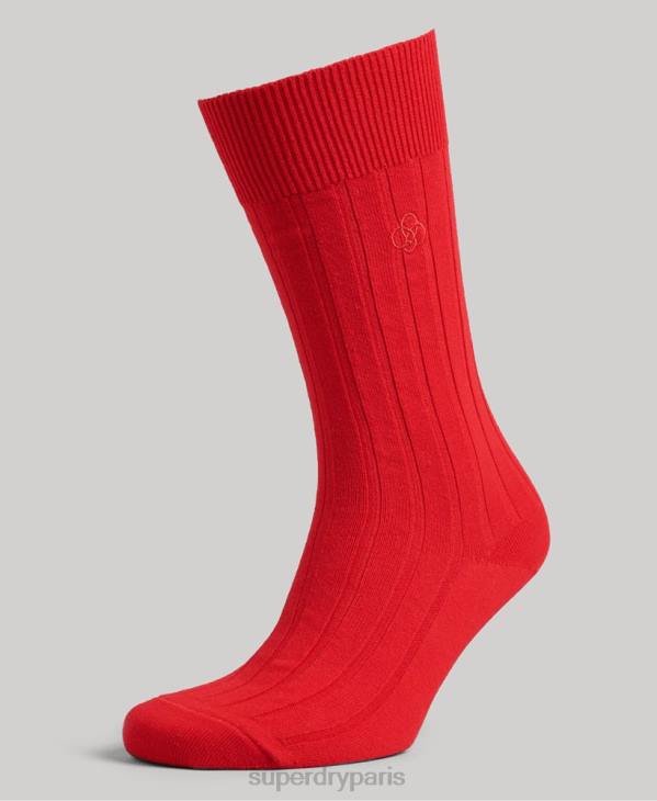 Superdry Hommes chaussettes côtelées en coton biologique D64Z1782 accessoires rouge