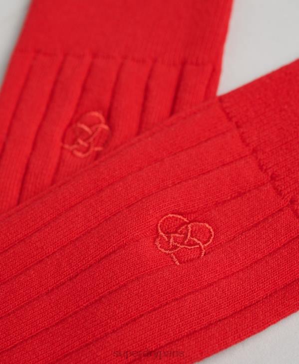 Superdry Hommes chaussettes côtelées en coton biologique D64Z1782 accessoires rouge