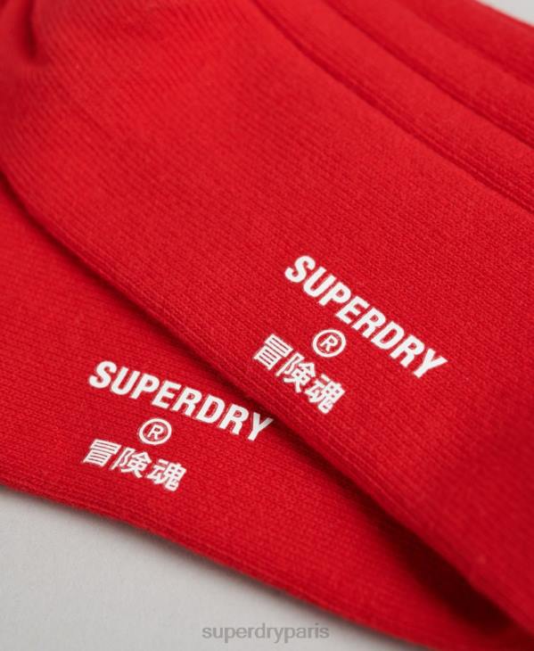 Superdry Hommes chaussettes côtelées en coton biologique D64Z1782 accessoires rouge