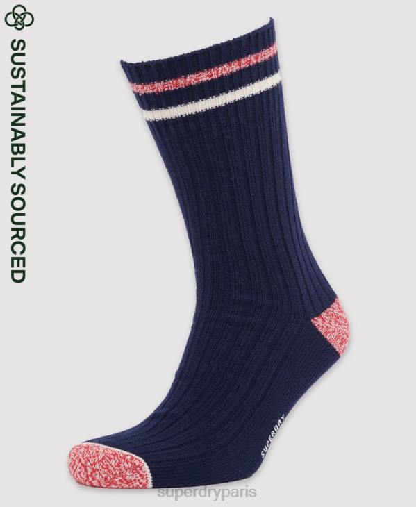 Superdry Hommes chaussettes tube héritage en coton bio D64Z1827 accessoires marine