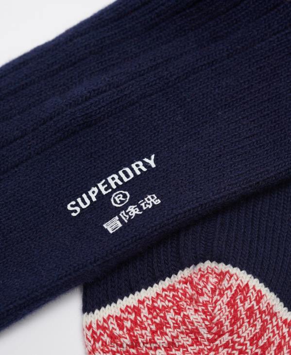 Superdry Hommes chaussettes tube héritage en coton bio D64Z1827 accessoires marine