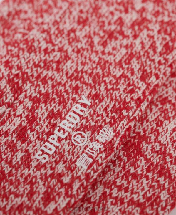 Superdry Hommes chaussettes tube héritage en coton bio D64Z1829 accessoires rouge