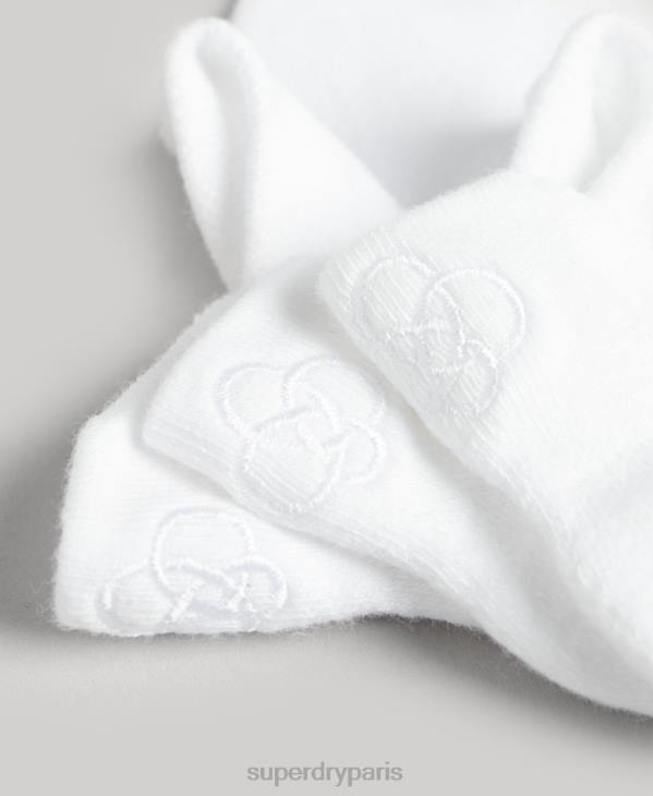 Superdry Hommes lot de chaussettes baskets en coton bio D64Z1678 accessoires blanc