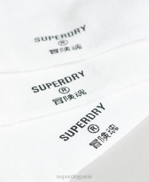 Superdry Hommes lot de chaussettes baskets en coton bio D64Z1678 accessoires blanc