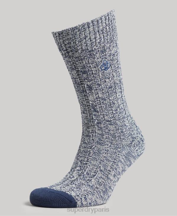 Superdry Hommes lot de chaussettes torsadées en coton bio D64Z1756 accessoires bleu