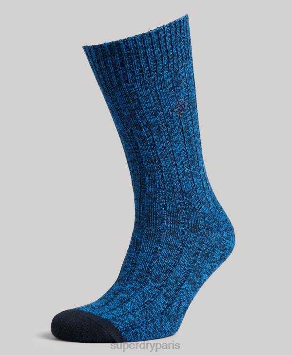 Superdry Hommes lot de chaussettes torsadées en coton bio D64Z1756 accessoires bleu