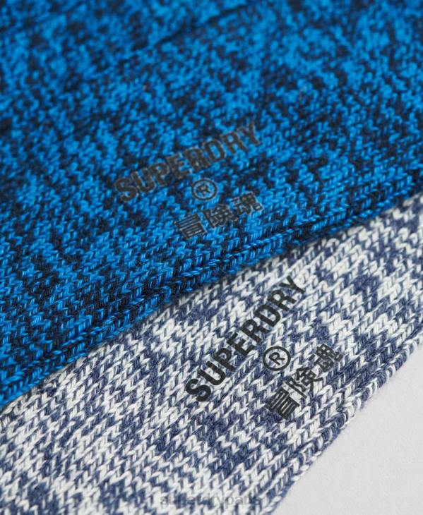 Superdry Hommes lot de chaussettes torsadées en coton bio D64Z1756 accessoires bleu