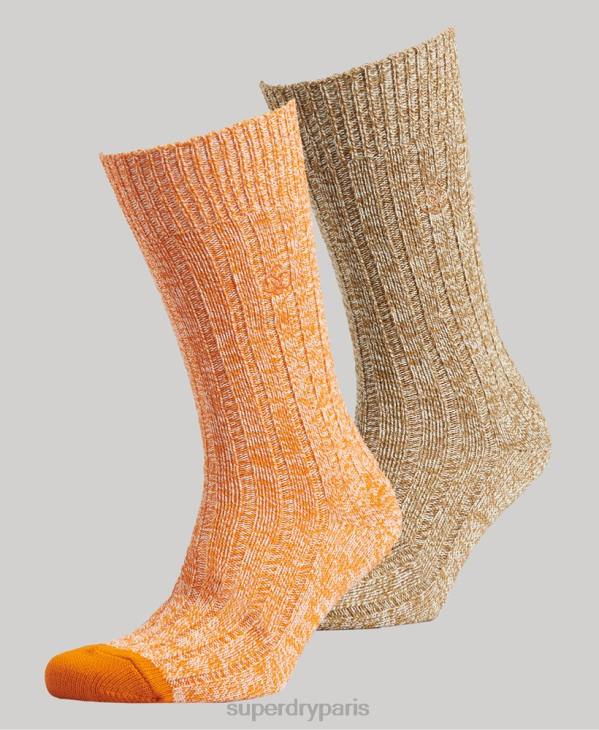 Superdry Hommes lot de chaussettes torsadées en coton bio D64Z1762 accessoires multi