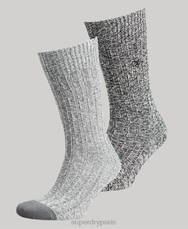 Superdry Hommes lot de chaussettes torsadées en coton bio D64Z1765 accessoires gris