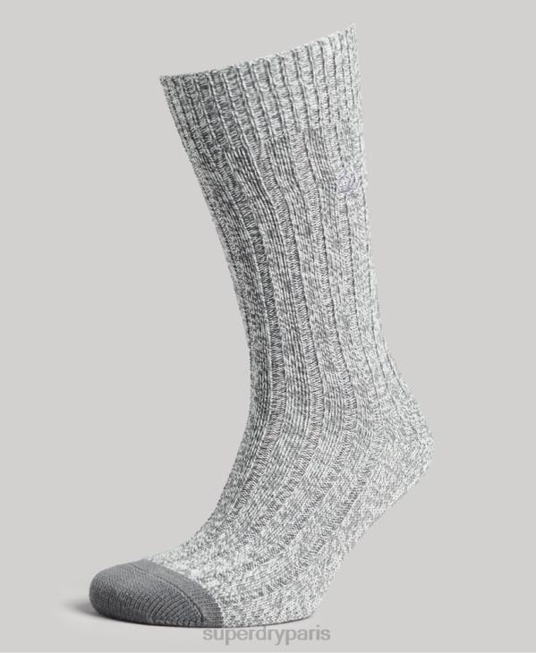 Superdry Hommes lot de chaussettes torsadées en coton bio D64Z1765 accessoires gris
