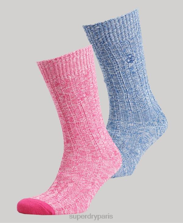 Superdry Hommes lot de chaussettes torsadées en coton bio D64Z1766 accessoires multi