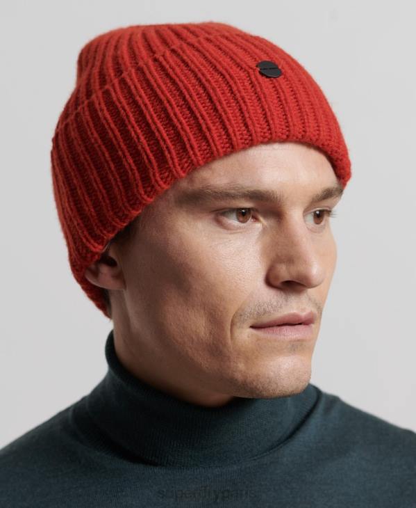 Superdry Hommes bonnet côtelé premium studios D64Z1784 accessoires orange