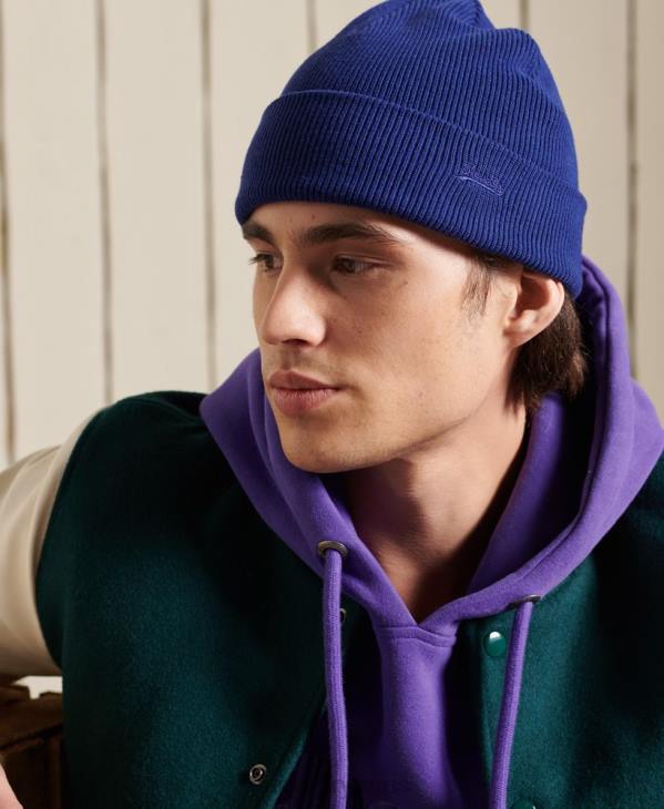 Superdry Hommes bonnet à logo vintage D64Z1807 accessoires bleu