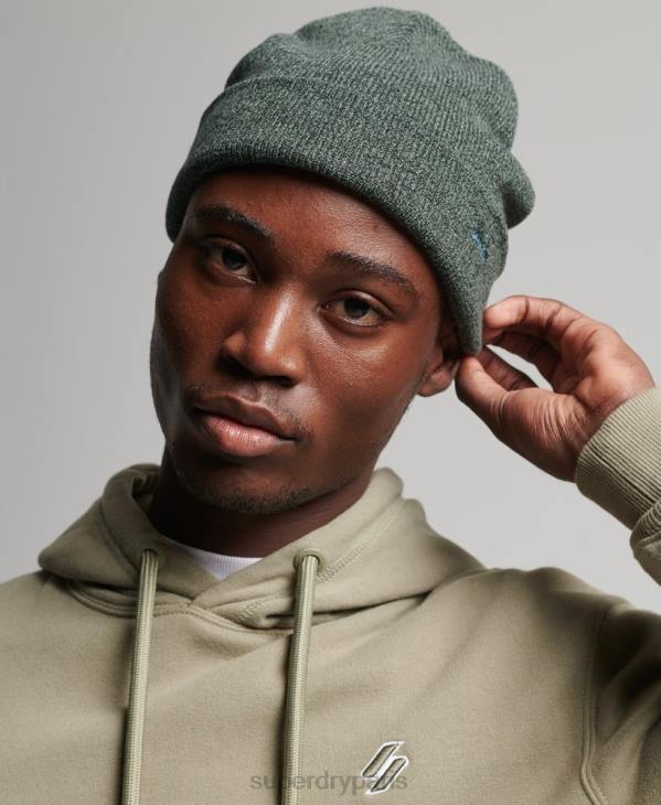 Superdry Hommes bonnet à logo vintage en coton bio orange label D64Z1701 accessoires vert