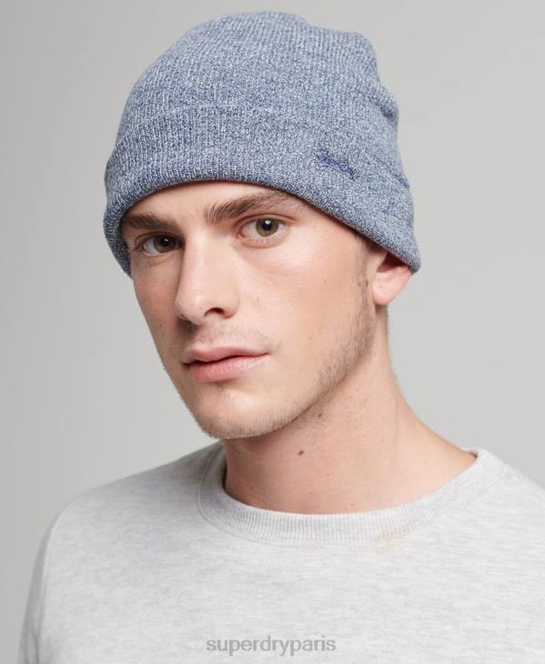Superdry Hommes bonnet à logo vintage en coton bio orange label D64Z6363 accessoires bleu