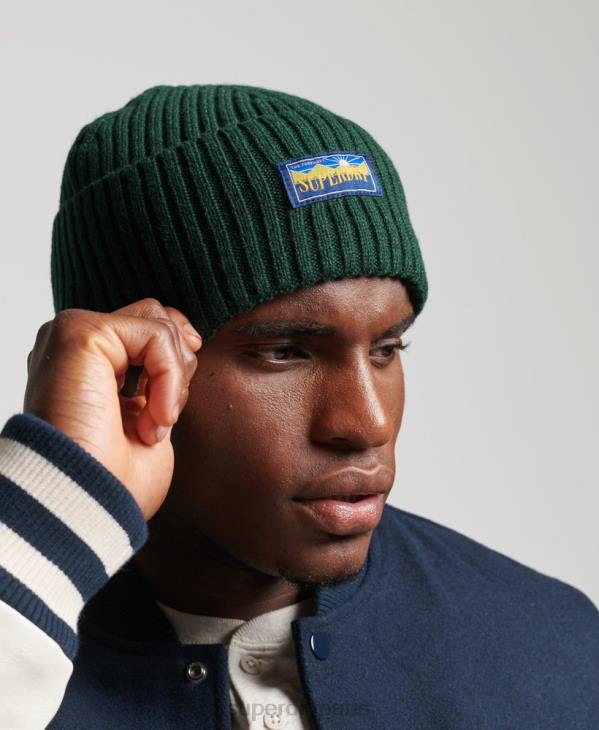 Superdry Hommes bonnet radar en laine mélangée D64Z1693 accessoires vert