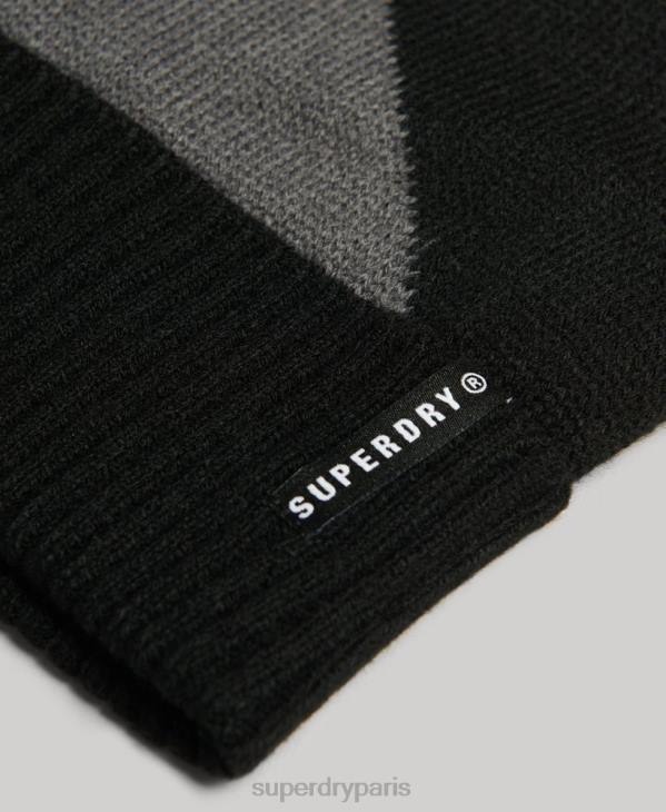 Superdry Hommes bonnet à revers pare-neige D64Z1695 accessoires noir