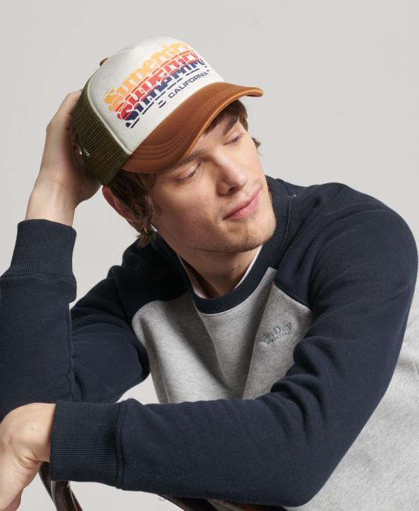 Superdry Hommes casquette de camionneur vintage D64Z1604 accessoires blanc